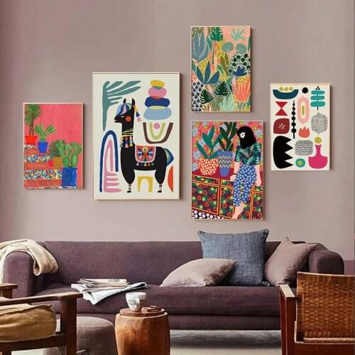 Modern Abstract Garden Unique Multicolored PLants Wall Art Canvas Painting Posters and Prints Wall Art Picture for Living Room