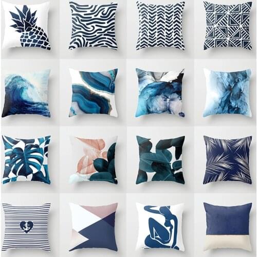 Dark Blue Geometric Hug Pillowcase Cross-border Home Cushion Home Decoration Sofa Cushion Comfortable Soft Pillowcase