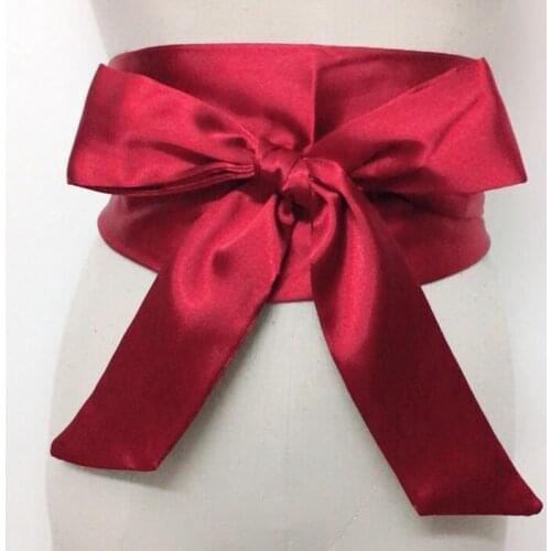 Vintage Wide Silk Woman Belt Ladies Double Circle Satin Belts Ceinture Femme Accessories Long Bantom Belt Corset