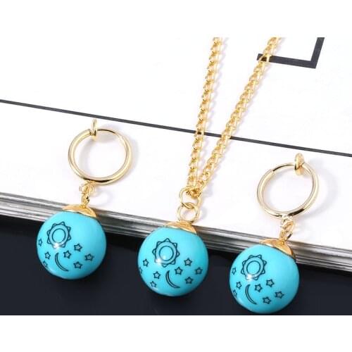 Anime The Seven Deadly Sins Necklaces Elizabeth Liones Blue Sun Stars Moon Pendant Necklace Gold Link Chain Women Choker Jewelry