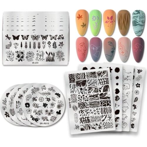 1PC Lace Flower Animal Nail Stamping Plates Marble Image Stamp Templates Geometric Printing Stencil Tools