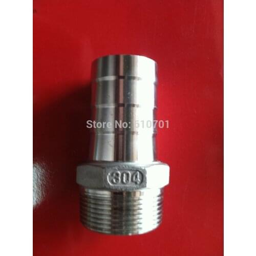 1" Male Thread Pipe Fitting x 20mm Barb Hose Tail Connector Stainless Steel BSP