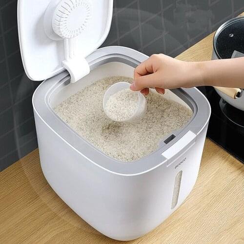 10Kg Rice Storage Box Rice Cylinder Rice Container Food Storage Kitchen Collection Sealed Grain Bucket Cereal Drop Shipping