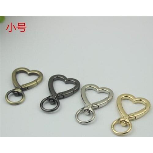 10 pieces / lot) New Love Heart Shaped Open Ring Spring Ring Shoulder Strap Clasp Hook Handbag Hardware Accessories