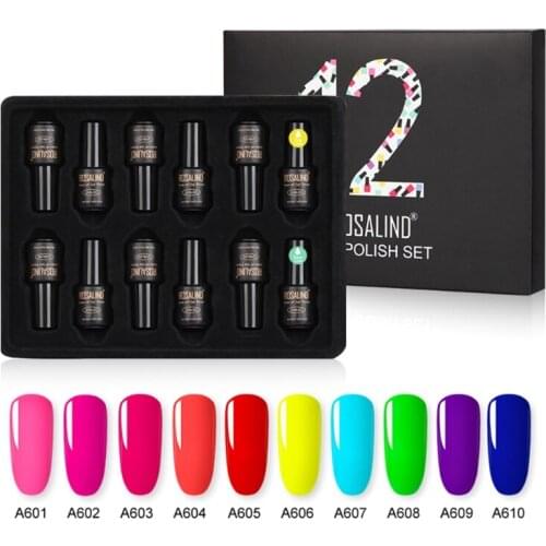 12pcs/set Soak Off Iridescent Nail Polish LED Gel Set with Glossy Top Base Coat for Professional Manicure Machine