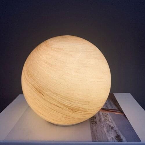 15cm LED Moon Table Lamp Round Moon Shape Battery Powered Night Light Home Bedroom Study Room Decor