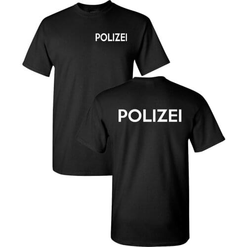 2019 Fashion Cotton T-shirt Polizei German Police Shirt Print Front & Back Mens Tee Shirt 1620