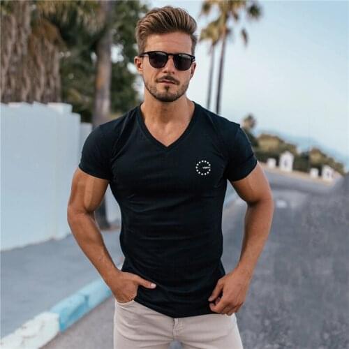 2021 Running Summer Top Quality Cotton T Shirt Color Design V-neck T-shirt Casual Classic Mens Clothing Sport V-neck T Shirts