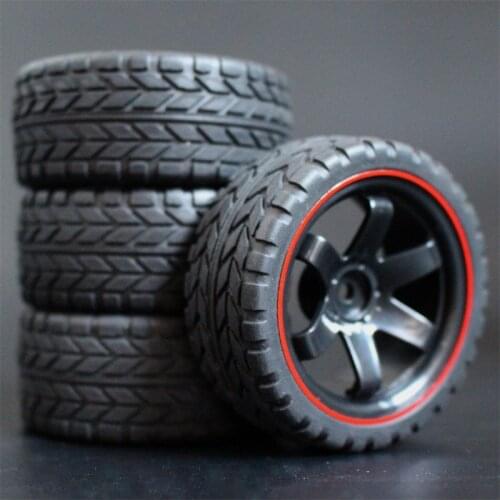 4Pcs 26mm Rubber RC Tyres & Wheel Rims Hex 12 For 1:10th HSP HPI Sprint 2 Drift RS4 On Road 4WD