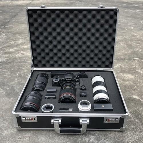 Aluminum Tool case suitcase Digital lens moistureproof box Impact resistant toolbox equipment SLR camera box with pre-cut foam