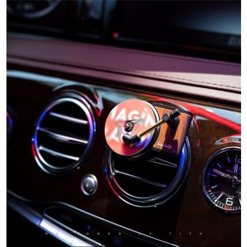 Car perfume Bcase TITA Turntable Phonograph Car Fragrance with 3pcs Replace Aromatherapy Tablets Record Player