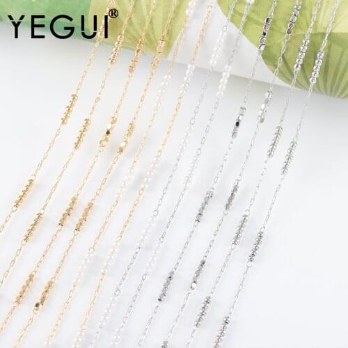 YEGUI C247,diy chain,18k gold plated,copper metal,rhodium plated,plastic pearl,charm,diy bracelet necklace,jewelry making,1m/lot