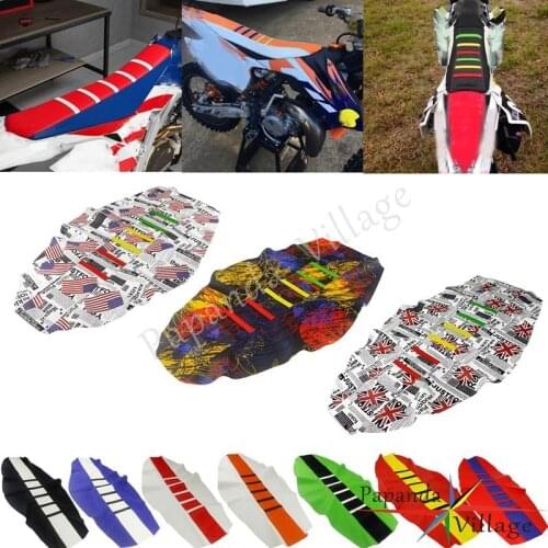 25 Colorful Enduro Motocross Custom Ribbed Seat Cover Gripper Traction Seat Pad for Honda Kawasaki EXC XCF XR CRF 250 450