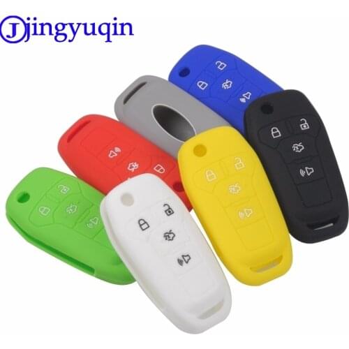 Jingyuqin Remote 4 Buttons Silicone Flid Folding Car Key Cover Case For Ford Fusion 2013-2015 Holder Procted