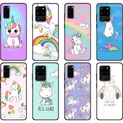 Black tpu Case For Samsung galaxy S20 /S20 PLUS/S20 ultra/S20+ /S20FE back cover Cute unicorn horse