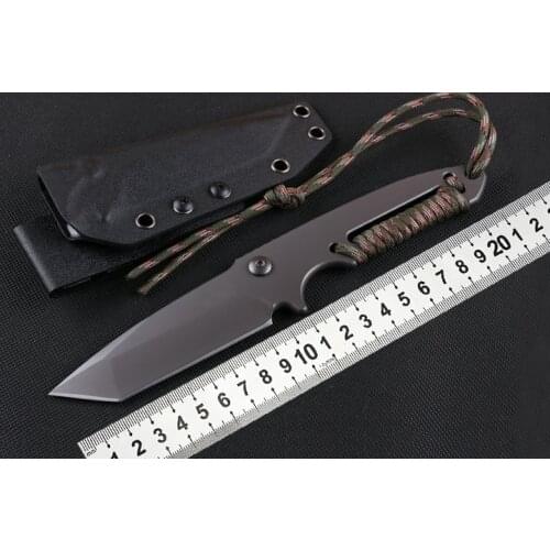 New D2 Blade Outdoor Paratrooper Rope Knife Camping Equipment Military Knife Mini Cs Go Hunting Straight Knife Camp Gadget