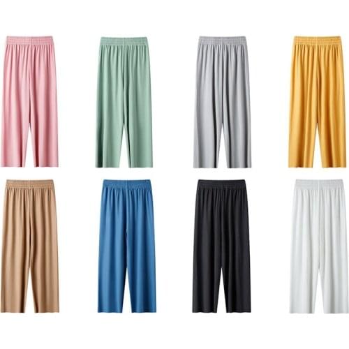 Girls Kids Loose Pants Summer Thin Anti-mosquito Pants Wide-leg Solid Children Boys Wide-Leg Trousers Elastic Waist Pants