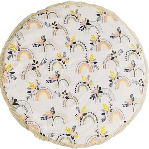 Baby Play Mat Crawling Carpet Rainbow Printing Kids Room Floor Rug Round Game Pad Playmat Newborn Photography Props
