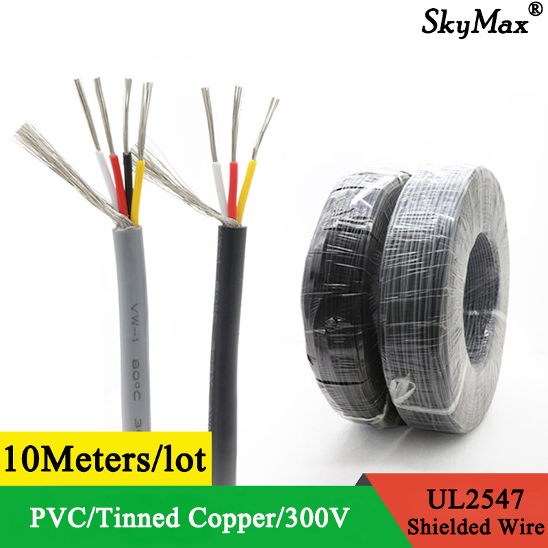 10M 32 30 28 26 24 22 20 18 AWG UL2547 Shielded Wire Channel Audio 2 3 4 5 6 7 8 Cores Headphone Control Copper Signal Cable