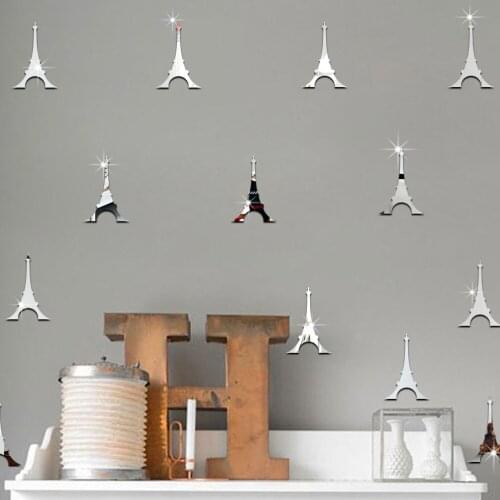 Funlife Children 's room living room decoration environmental background wall stickers Paris Eiffel Tower mirror paste MM039