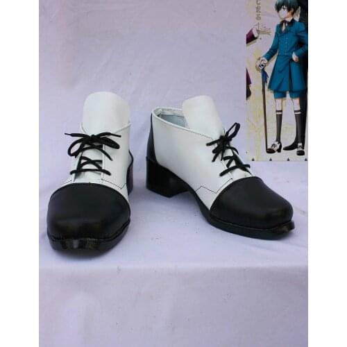 Custom made black and white Ciel shoes boots from black butler Kuroshitsuji Cosplay