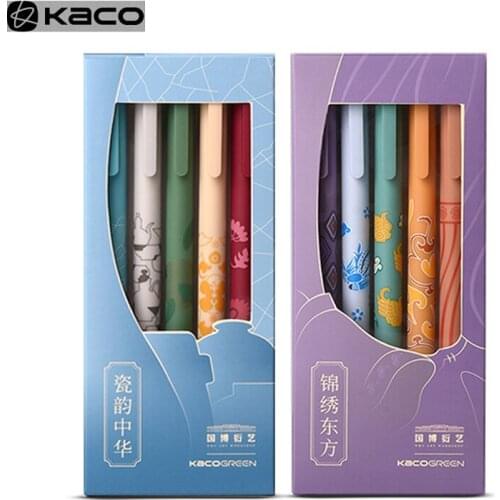 Kaco 5Pcs/Box Chinese Style Gel Pens 0.5MM Color Ink Kawaii ручки в школу For Office School Writing Supplies Stationery Gift Set