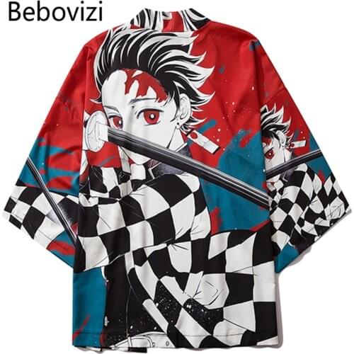 Bebovizi Fashion Casual Style Kimono Summer Women Cardigan Yukata Kimono Streetwear Men Loose Japanese Asian Clothing