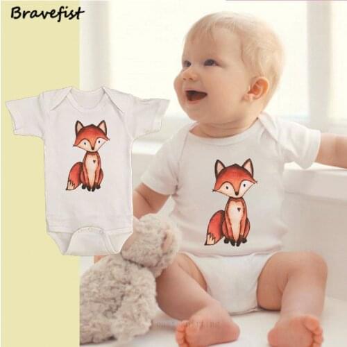 Baby Girls Boys Clothes Newborn Kid Baby Boy Girl Cotton Fox Print Bodysuits Jumpsuit Clothing Outfit Sunsuit Children Clothes