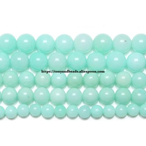 Natural Stone Amazonite Color Jades Round Loose Beads 6 8 10 MM Pick Size Jewelry Making