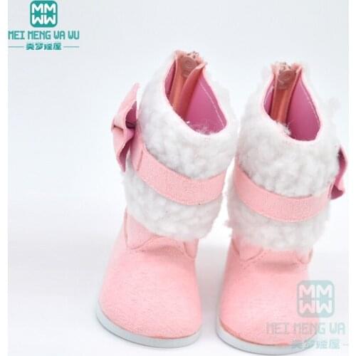 Doll shoes pink Snow boots baby shoes for dolls fit 43cm new born doll and American doll Accessories