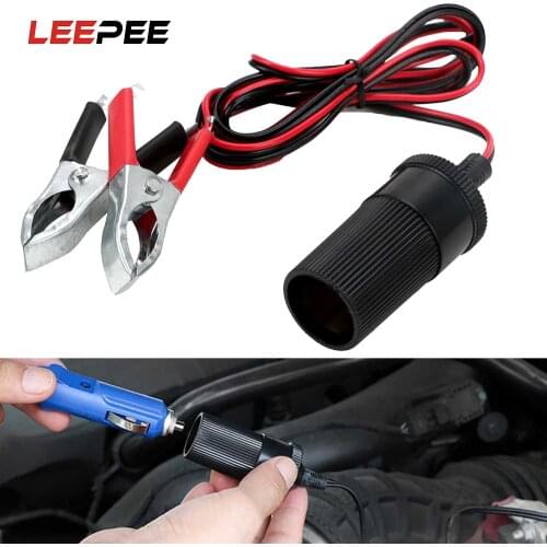 LEEPEE Car Battery Terminal Clamp Clip 12V 15A Vehicle Cigarette Lighter Power Socket Adaptor Female Batteries Socket Plug