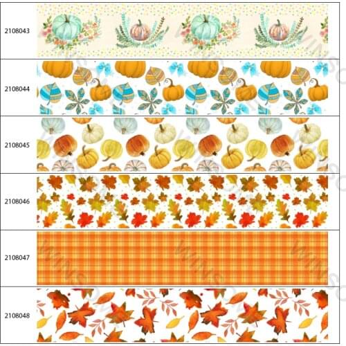 10 Yards Thanksgiving Printed Grosgrain Ribbon for Gift Wrapping Christmas Wedding Party Decoration DIY Hair Bow