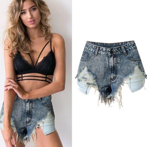 Summer Ripped Tassel High Waist Women Denim Sexy Hot Slim Shorts Pantalones Feminino