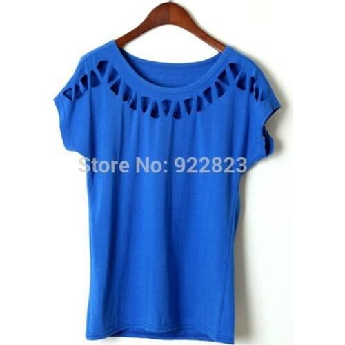 2017 Summer New Womens Retro Hollow Rivet O-Neck Short-sleeved Casual Cotton T-shirts Special Tees Women T shirt Female T-shirt