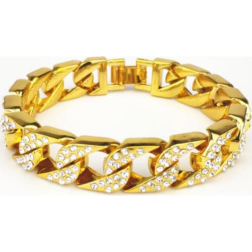 Fashion Stainless Steel Unisex Snake Hand Chain Design Hip-hop Geometric Bracelet With Sparkling Gold Hand Decorative Male/Femal