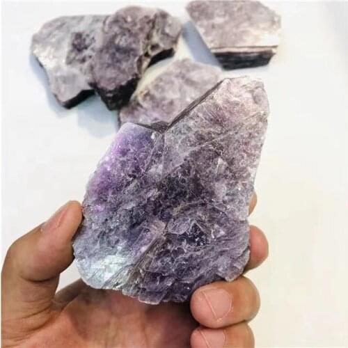 MOKAGY 1pc Natural Lepidolite Crystal Mineral Specimen Purple Mica Sheet for Healing