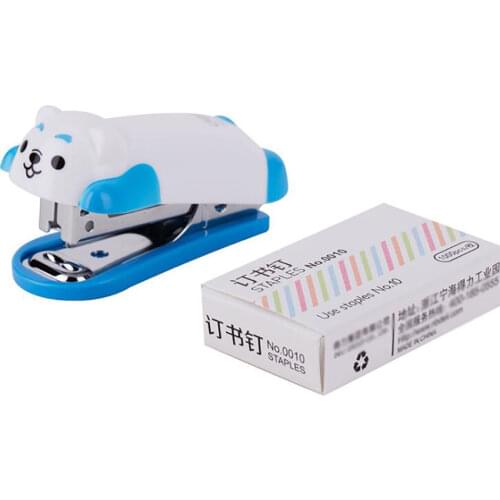 Cartoon Mini Stapler Set Cute Animal No. 10 Staples Binding Machine Binding 12 Sheets Paper Staplers Children Kids Stationery