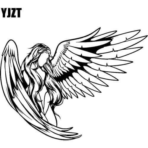 YJZT 18.8*14.4CM Elegant Gorgeous Girl Warrior Angel Car Sticker Silhoutte Design Decal Black/Silver Covering The Body C20-1508