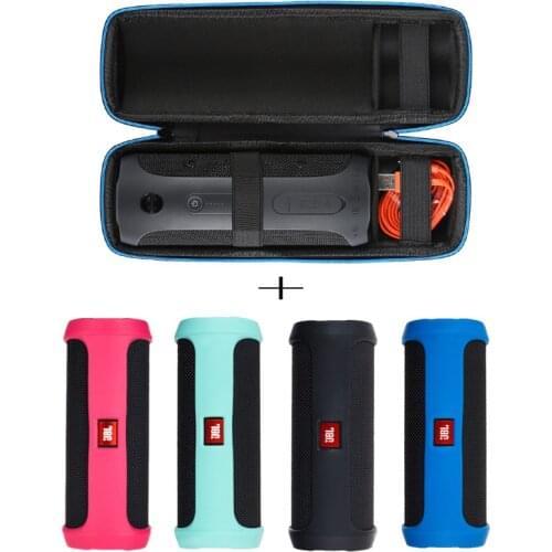 Newest 2 in 1 EVA Carry Zipper Storage Box Bag+ Silicone Case Cover For JBL Flip 4 flip4 Bluetooth Speaker For jbl flip 4 case