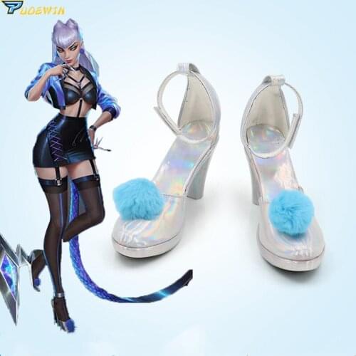 LOL Evelynn Cosplay Shoes Game LOL KDA All Out Evelynn Cosplay Shoes New KDA Women White Boots Shoes Uniform High Heels