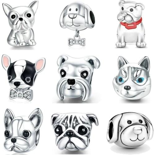 Hight Quality Cute Chihuahua Dogs Dangle Charm Bead Fit Original Pandora Bracelet Silver Color DIY Jewelry Making Women Gift