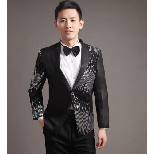 Moderator clothes paillette male master Sequin Dresses Stage Costumes Men terno Suit MC Host Clothing Singer Suits Blazer jacket