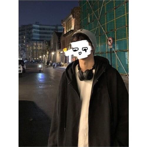 Harajuku autumn and winter thick black sweater womens hooded cardigan jacket oversized M-4XL loose sports and leisure tops y2k