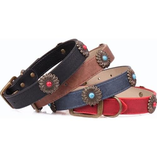 10PCS / LOT New Spot Bronze Daisy Pet Collar Dog Collar Pet Supplies Dog Accessories