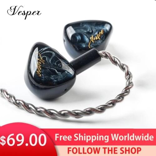 QOA Vesper Earphone 1BA+1DD Hybrid Driver Headphone HIFI DJ Monitor Earphone Earbuds Headset With 2Pin Detachable Cable KZ ZSX
