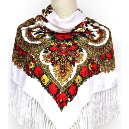 Luxury Brand Printing Oversize Square Blankets Russian Women Wedding Scarf Retro Style Cotton Handkerchief Autumn Winter Shawl