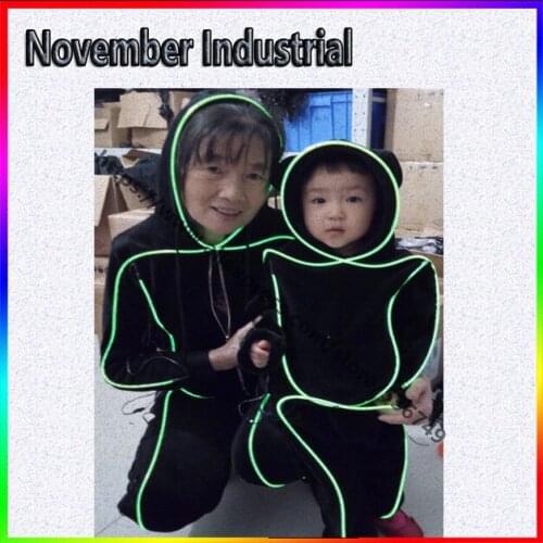 DIY Amazing Cool EL Stage Wear Cosplay Novel Glowing el wire COSTUME including clothes for boy and girls flashing clothes