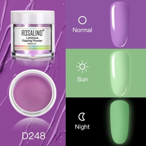 ROSALIND 10g Luminous Neon Dipping Powder For Nail Art Decorations Quick Dry Dip Nail Glitter Powder Pigment Manicure Accesorios