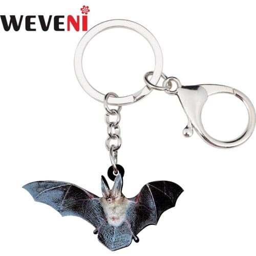 WEVENI Original Acrylic Halloween Flying Bat Key Chains Keychains Cute Cute Animal Jewelry For Women Girls Party Bag Car Charm