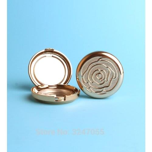 1Piece Gold Round Empty Cosmetic Blusher Case, DIY Plastic Eyeshadow Powder Container, Lipstick Sub Storage Box